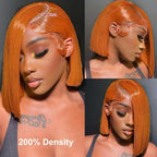 Bob Wig Human Hair 13x4 Orange Ginger Bob Lace Front Wigs Human Hair Real 100% Virgin Human Hair Wigs for Black Women 14inch