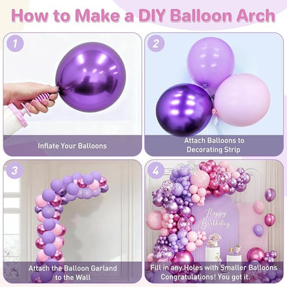 Pink Purple Balloon Garland Arch Kit - Image 3