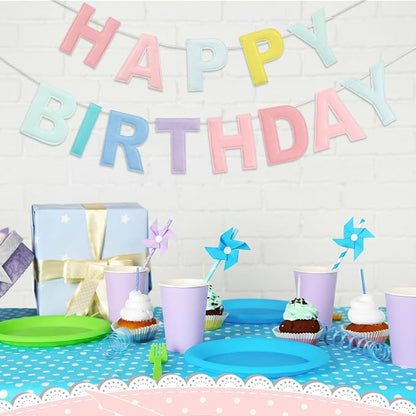Felt Happy Birthday Garland Rainbow Banner Reusable Happy Birthday Sign Party - Image 4
