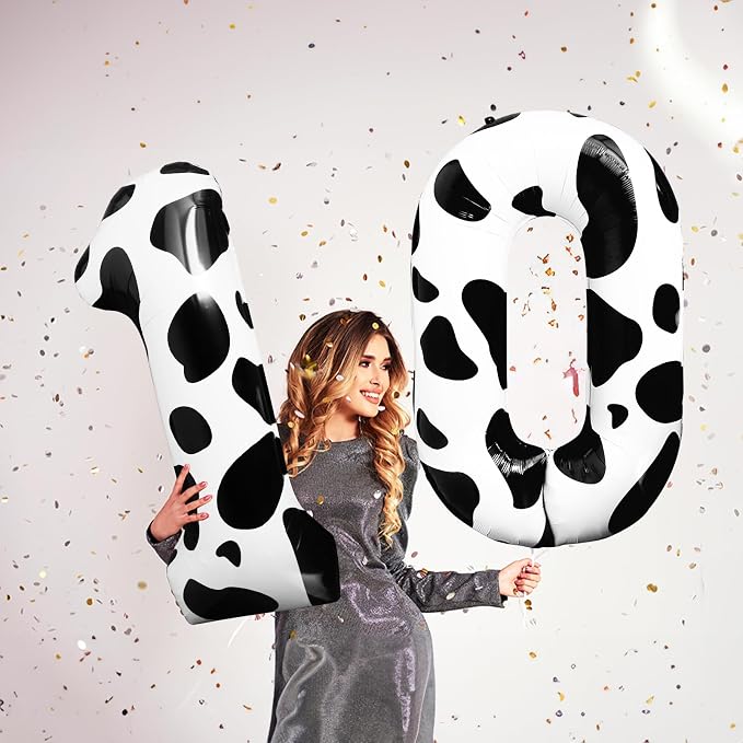 Cow Print 40 Inch Number 0 Birthday Balloon - Image 2