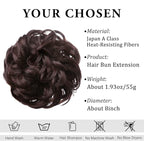 CJL HAIR Large Messy Bun Hair Piece Wavy Curly Scrunchies Synthetic Chignon Ponytail Hair Extensions Thick Updo Hairpieces for Women Chocolate Brown