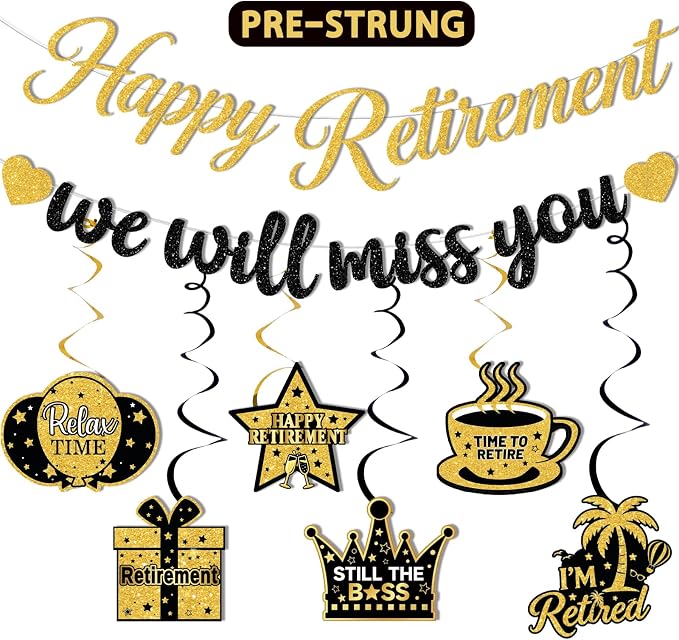Retirement Party Decorations, Pre-Strung Happy Retirement Banner, Men Women by Unknown
