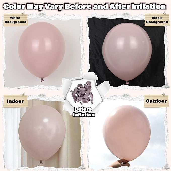 Dusty Pink Beige Balloons, Metallic Gold Nude Cream Balloon - Image 5