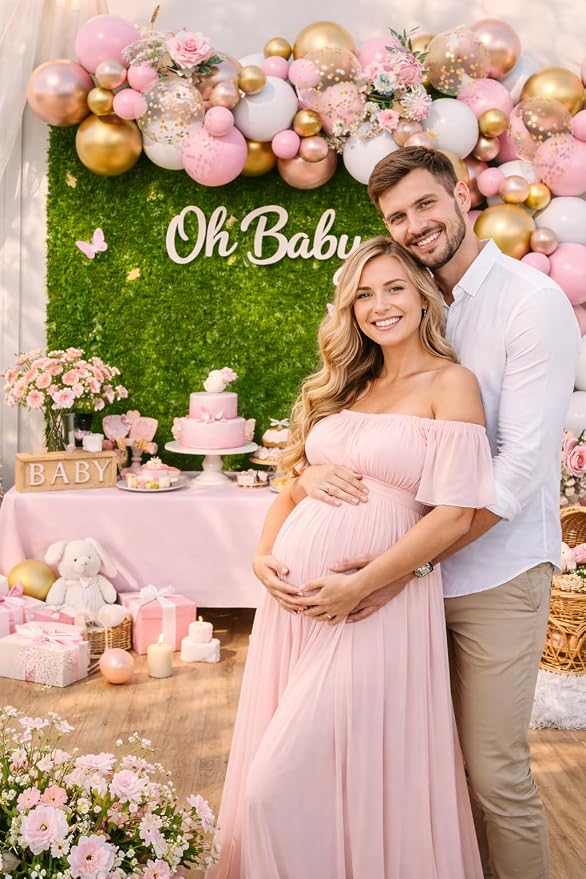 Rose Gold Pink White Balloon Garland Arch 160PCS Confetti Balloons Baby Shower - Image 3