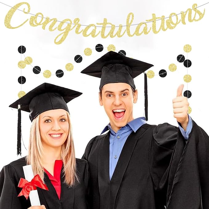 Gold Congratulations Banner Sign Prestrung Congrats Banner Garland - Image 6