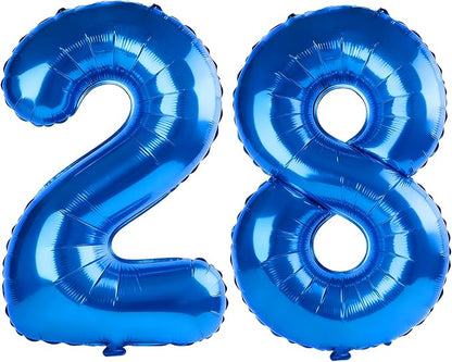 40 Inch Number 28 Balloons for 28th Birthday Party Decorations, 0-100 Dark Blue by FOBELEC
