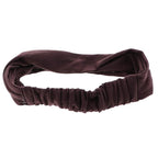 Motique Accessories Set of 3 Wide Cotton Head Band Solid Boho Yoga Style Soft Hairbands - Brown
