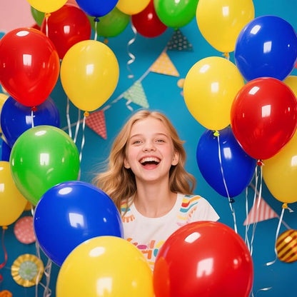 Red Blue Green Yellow Balloons 100 Pack 12 Inch Matte Blue Yellow Red Green - Image 7