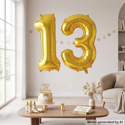 40 Inch Gold Number 13 Foil Balloon - Image 3