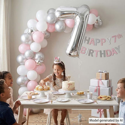Silver Number 7 Balloon 40 Inch, Sleek Foil - Image 3