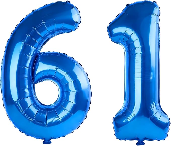 40 Inch Number 61 Balloons for 61st Birthday Party Decorations, 0-100 Dark Blue by FOBELEC