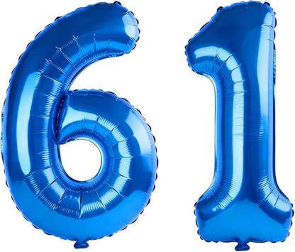40 Inch Number 61 Balloons for 61st Birthday Party Decorations, 0-100 Dark Blue by FOBELEC