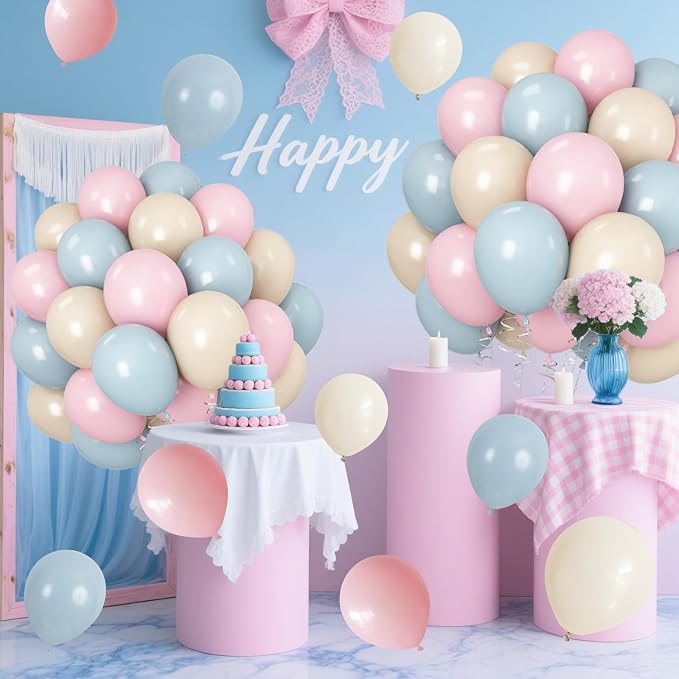 Pink and Blue Balloons Gender Reveal Boy or Girl 12inch Pastel Light Pink Slate - Image 6