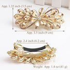 Large Gorgeous Rhinestone Hair Barrette for Women, Flower Jewelry Design (Pink)