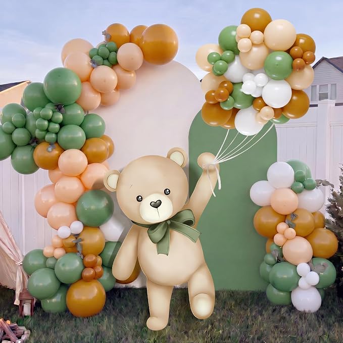 43 Pcs Sage Green Bear Baby Shower Decorations 31 Bears Cardboard Cutout Stand - Image 6