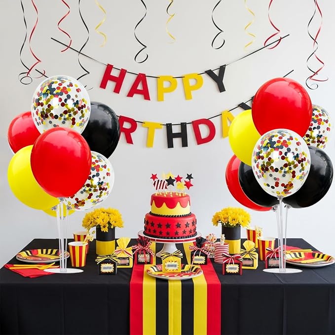 TONIFUL Mouse Birthday Table Decorations Red Yellow Black Table Centerpiece - Image 4