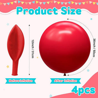 Giant 36 inch Jumbo Red Balloons - Image 2