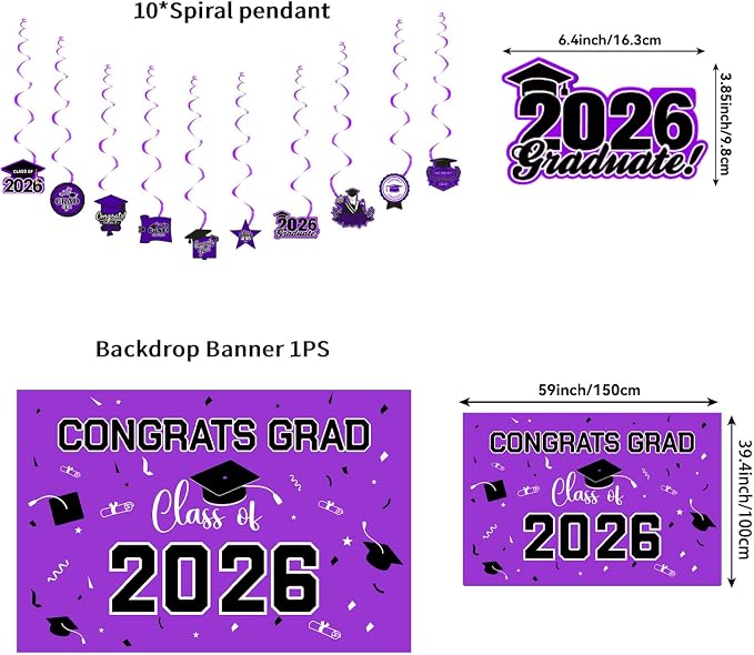 Graduation Decorations 2026 Purple Themed Set - Image 4