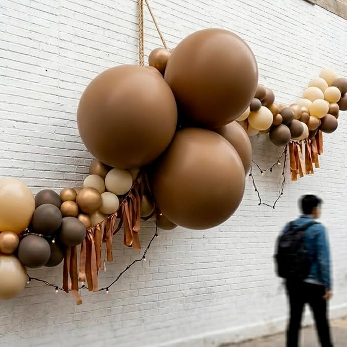 PartyWoo Brown Balloons 4pcs Boho Neutral Coffee Tan Fall Color | 36 Inch - Image 5
