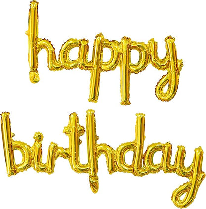 Gold Happy Birthday Balloons Banner 16 Inch Mylar Foil | Happy Birthday Letters by Unknown