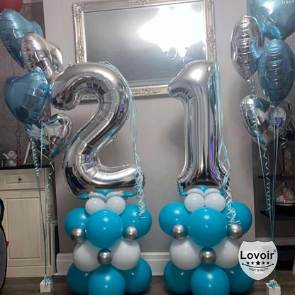 Silver 21 Number Balloons, 40 Inch Giant Number 21 Balloons Foil Mylar Helium - Image 7