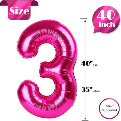 Hot Pink Number 3 Balloon 40 Inch - Image 5
