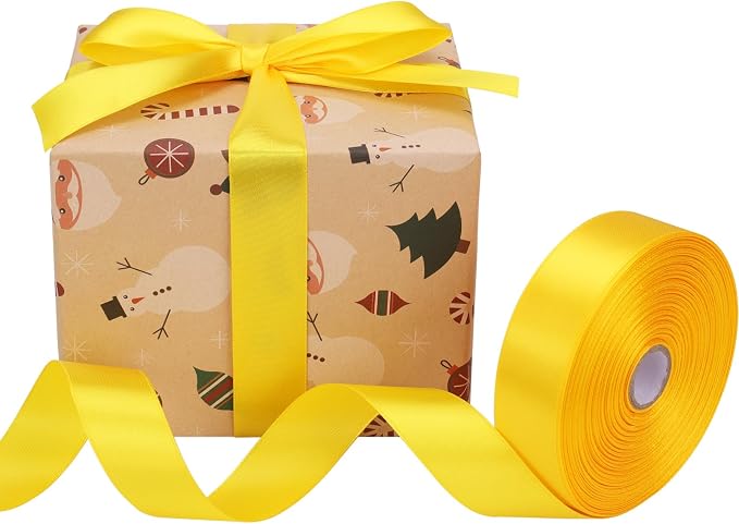 Nsilu 1 inch Yellow Ribbon for Gift Wrapping 50 Yards Perfect Wedding Party - Image 6