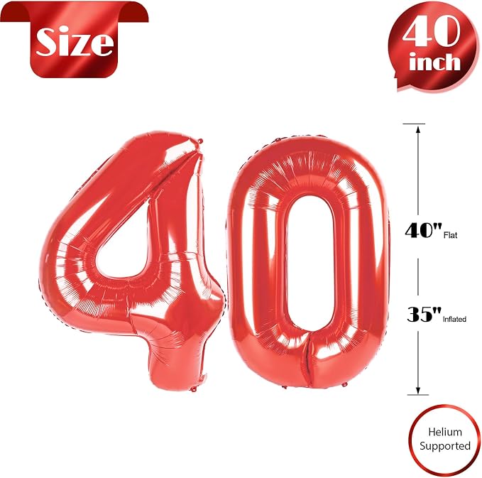 Red Number 40 Balloon 40 Inch - Image 5