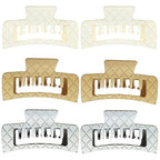 Strong Double Row Teeth Square Hair Clips 2 Rows Teeth Rectangle Claw Clips Women Girls 2 Row Claws Double Teeth Curly Straight Big Volume Thick Hair Accessories in Set 6pcs