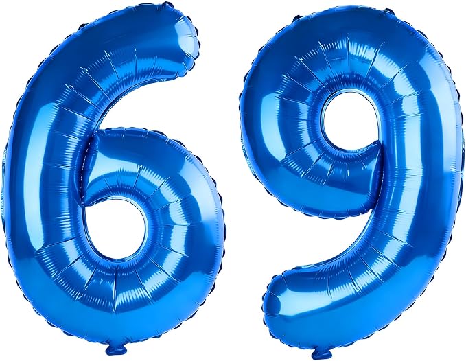40 Inch Number 69 Balloons for 69th Birthday Party Decorations, 0-100 Dark Blue by FOBELEC