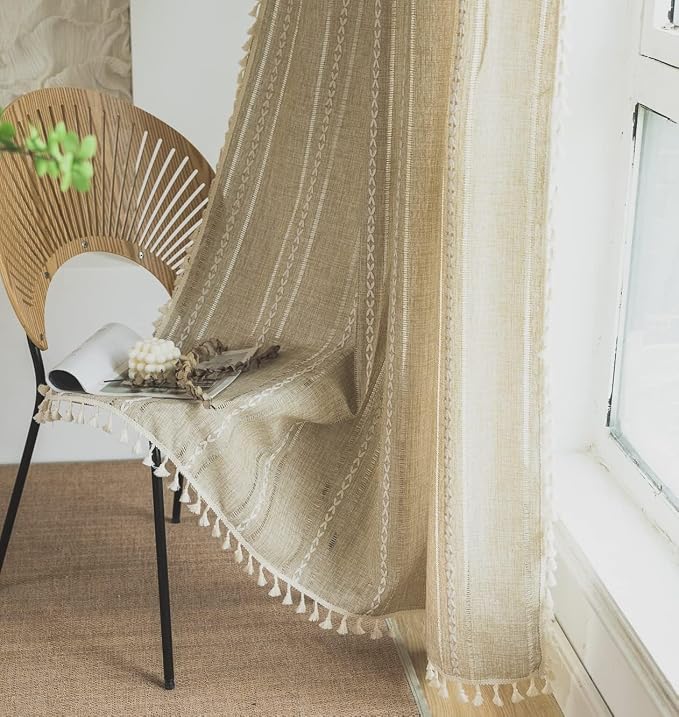 Sutuo Home Natural Boho Curtains 120 inch Extra Long - Image 8