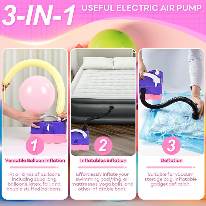 3-in-1 Electric Balloon Pump, Portable Electric Air Pump - Image 2