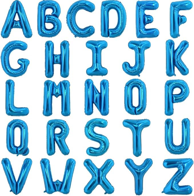 TONIFUL Blue Letter Balloons 2 Set 16 Inch A-Z Custom Alphabet Banner | 52 Pcs by TONIFUL