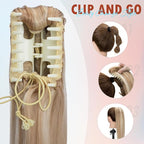Hairro Claw Clip Ponytail Human Hair Extensions Jaw On Ponytails Remy Long Straight Jaw/Claw Clips Pony Tail Hairpieces For Women 20 Inch 120g #18P613 Ash Blonde Mix Bleach Blonde