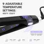 iQUE 1.25” Titanium Plates Hair Straightener & Curler 2-in-1 – Fast Heat-Up Flat Iron with Ionic Technology, Floating Plates, LCD Display, Adjustable Temp to 480°F, Dual Voltage for All Hair Types