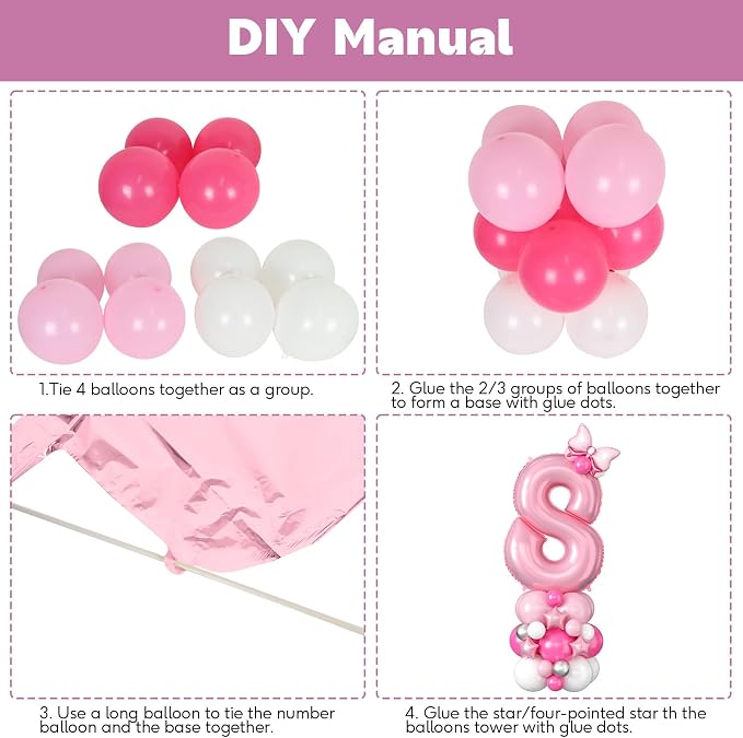 40 Inch Pink Number 8 Balloon for 8th Birthday Decoration Pastel Baby Pink - Image 6