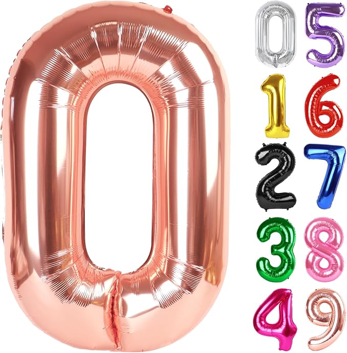Rose Gold Number 0 Balloon 40 Inch, 0th Birthday Decorations Men Women | Foil by IWERP