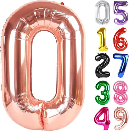 Rose Gold Number 0 Balloon 40 Inch, 0th Birthday Decorations Men Women | Foil by IWERP