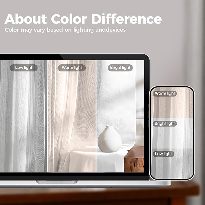 100% Blackout Curtains for Bedroom, Double Layer White Curtains, Room Darkening - Image 5