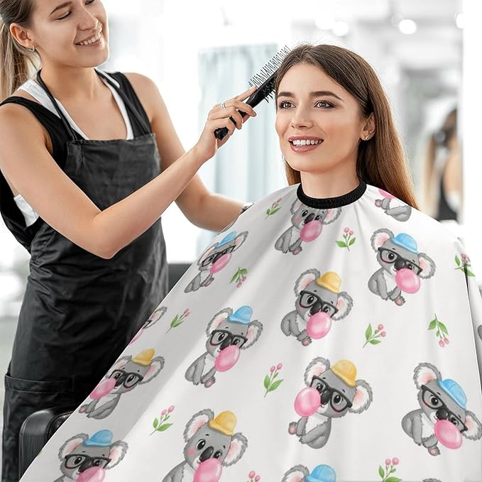 Extra Long Salon Cape, Bubble Gum Koala White Dyeing Salon Apron Shampoo Cutting Household Capes Wrap for Hair Salon