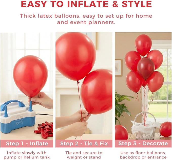 LOVESTOWN 18 Inch Red Large Balloons, Baby Shower Anniversary Festival Party - Image 6