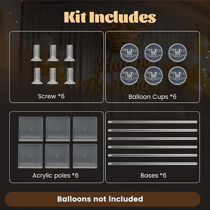 6 Pack 15.75 Inch Clear Acrylic Balloon Stands, 15.75 Inch Balloon Stand Kit - Image 5