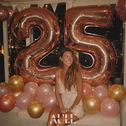 AULE 40 Inch Rose Gold 25 Balloon Number Foil 0-9 Birthday Big Numbers | - Image 4