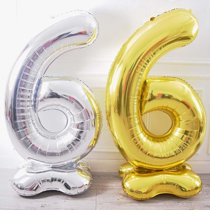65 Inch Giant gold Foil Number Balloon, Old Children's Birthday Party Helium - Image 5