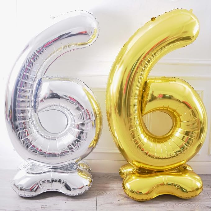 65 Inch Giant gold Foil Number Balloon, Old Children's Birthday Party Helium - Image 5