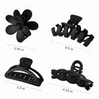 8PCS Hair Clips for Women, Flower Claw Clips for Thick Hair, Non-Slip Hair Accessories with Multi-Styles, Black Color Hair Claw Clips and Variety Pack, Ideal for Girls