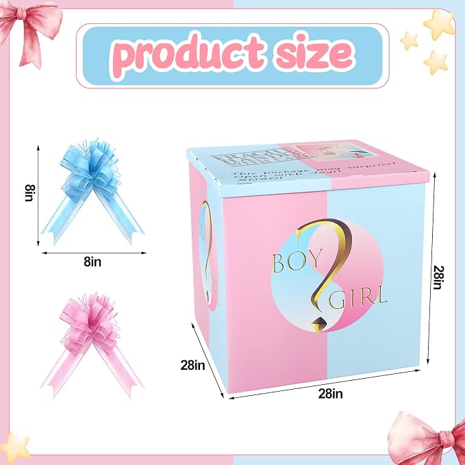 AmazingSpark 28in Giant Gender Reveal Gift Box - Image 2