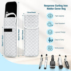 Women's Heat Resistant Neoprene Curling Iron Holder Flat Iron Curling Wand Travel Storage Cover Case Bag Pouch -Water-Resistant (Grey-1)