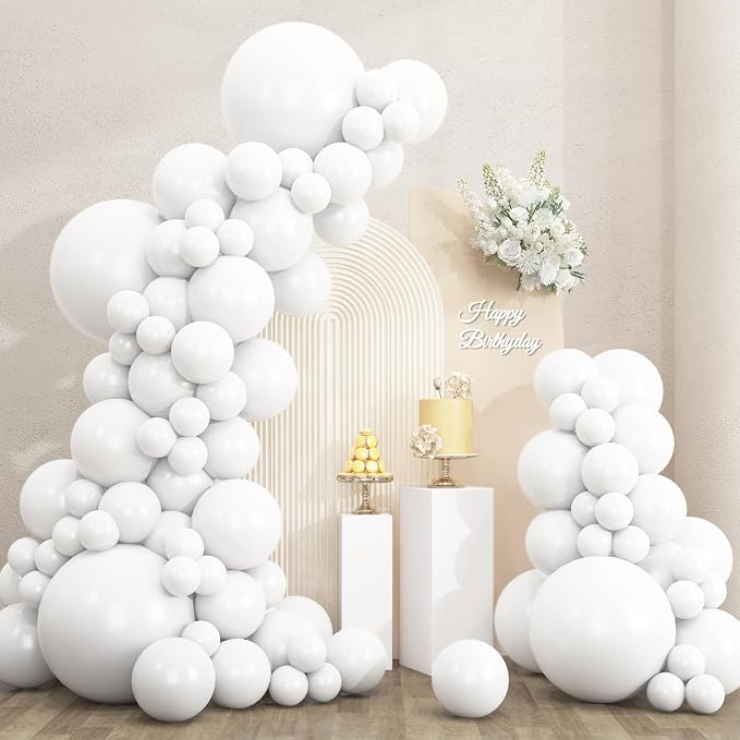 RUBFAC 135pcs White Balloons Different Sizes 18 12 10 5 Inch by RUBFAC