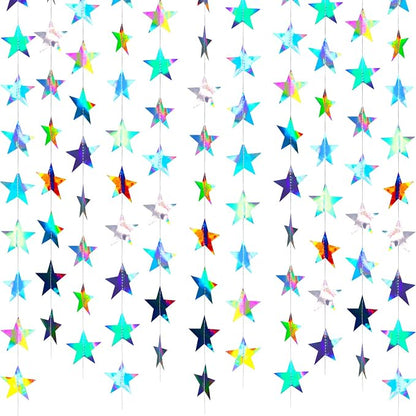 Patelai 130 ft Star Garland Banner Decor, Holographic Iridescent by Patelai